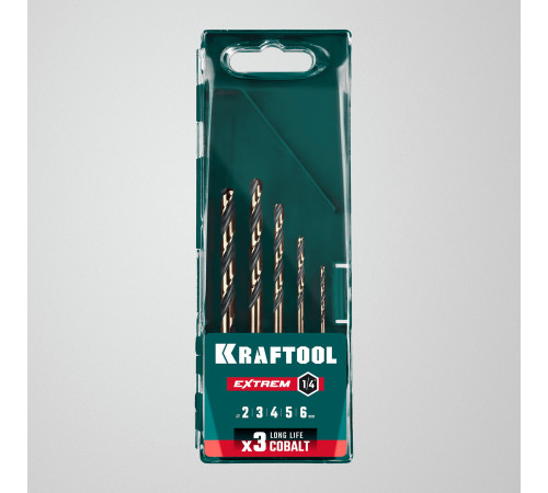 KRAFTOOL НЕХ-1/4″, 5 шт, набор сверл по металлу для винтовёртов и шуруповертов IMPACT READY (29652-H5) купить  в Сочи