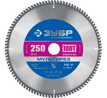 ЗУБР Мультирез, 250 x 30 мм, 100Т, пильный диск по алюминию, Профессионал (36907-250-30-100)