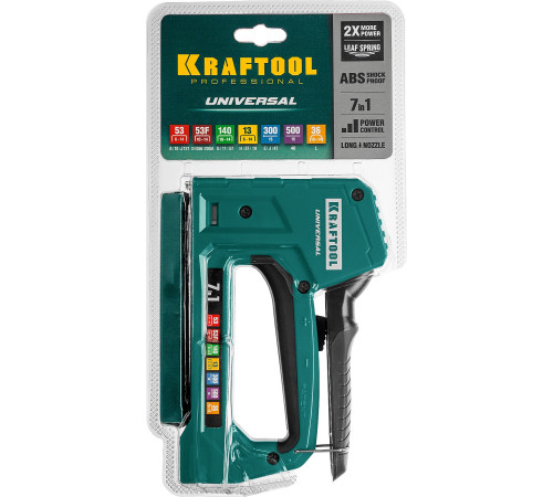 KRAFTOOL Universal, 7-в-1: 53 (A/10/JT21) 23GA (6 - 14 мм)/140 (G/11/57) 20GA (8 - 14 мм)/13/53F/36/500, универсальный легкий степлер (31524) купить в Сочи KRAFTOOL Universal, 7-в-1: 53 (A/10/JT21) 23GA (6 - 14 мм)/140 (G/11/57) 20GA (8 - 14 мм)/13/53F/36/500, универсальный легкий степлер (31524) купить в Сочи