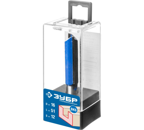 ЗУБР 16 x 51 мм, хвостовик 12 мм, фреза пазовая прямая. удлиненная, Профессионал (28754-16-51) купить  в Сочи