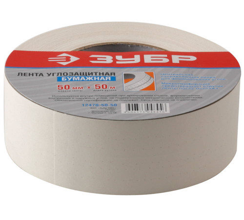 ЗУБР 50 мм х 50 м, углозащитная, бумажная лента (12470-50-50) купить  в Сочи