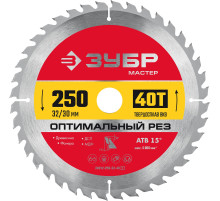 ЗУБР Оптимальный рез, 250 x 32/30 мм, 40Т, пильный диск по дереву (36912-250-32-40)