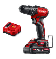 ЗУБР 20 В, 45 Н·м, 1 АКБ LMS (2 А·ч), бесщеточная ударная дрель-шуруповерт (ДБУ-45-21)