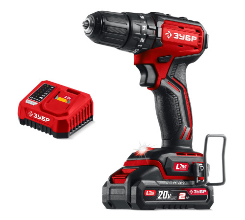 ЗУБР 20 В, 45 Н·м, 1 АКБ LMS (2 А·ч), бесщеточная ударная дрель-шуруповерт (ДБУ-45-21) купить  в Сочи