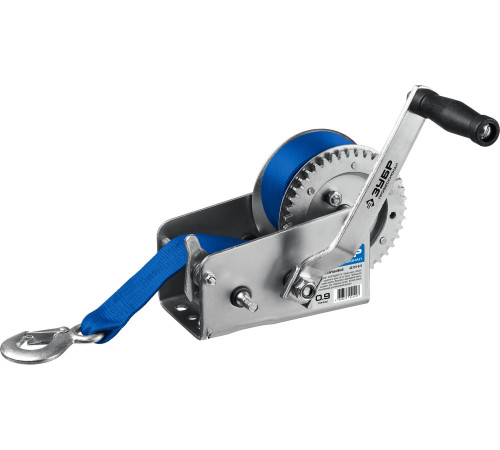 ЗУБР 0.9 т, 10 м, ручная барабанная тяговая ленточная лебедка, Профессионал (43115-0.9) купить  в Сочи