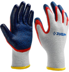 ЗУБР ЗАХВАТ-2 S-M, х/б перчатки с двойным текстурированным нитриловым обливом, повышенная износостойкость, 13 класс, Профессионал (11454-S)