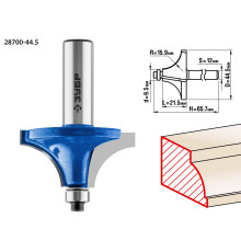 ЗУБР 44.5 x 21.5 мм, радиус 15.9 мм, фреза кромочная калевочная №1, Профессионал (28700-44.5)