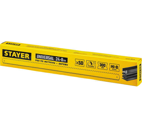 STAYER Universal, 8 + 24 TPI, 25 х 300 мм, 1 шт, коробка 50 шт, универсальное двустороннее широкое полотно по дереву и металлу (1591) купить в Сочи STAYER Universal, 8 + 24 TPI, 25 х 300 мм, 1 шт, коробка 50 шт, универсальное двустороннее широкое полотно по дереву и металлу (1591) купить в Сочи