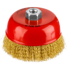 MIRAX 125 мм, витая стальная латунированная проволока 0.3 мм, чашечная щетка-крацовка для УШМ (35142-125)