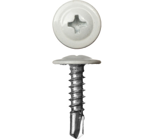 ЗУБР ПШМ-С 9003, 25 х 4.2 мм, белый, 400 шт, саморез с пресс-шайбой и сверлом (300211-42-025-9003) купить  в Сочи