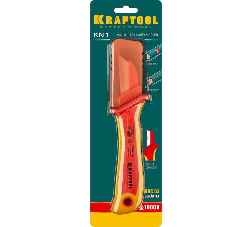 KRAFTOOL KN-1, 1000 В, прямой, диэлектрический нож электрика (45401) купить  в Сочи