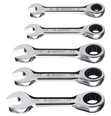 ЗУБР 5 шт, 8 - 14 мм, набор укороченных трещоточных гаечных ключей, Профессионал (27103-H5)