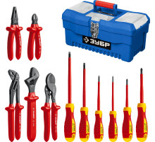 ЗУБР 12 предм., набор диэлектрического губцевого инструмента, Профессионал (2214-H12)