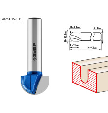 ЗУБР 15.8 x 11 мм, радиус 7.9 мм, фреза пазовая галтельная, Профессионал (28751-15.8-11)