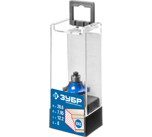 ЗУБР 28.6 x 12.2 мм, радиус 8 мм, фреза кромочная калевочная №1, Профессионал (28700-28.6) купить  в Сочи