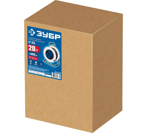 ЗУБР КГ-325, КГ, 3 x 2.5 мм2, 20 м, 4000 Вт, IP44, силовой удлинитель на стальной катушке, Профессионал (55079-20) купить  в Сочи