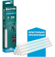 KRAFTOOL Cristal, 11 х 250 мм, 10 шт, кристально прозрачные, клеевые стержни (06846-10)