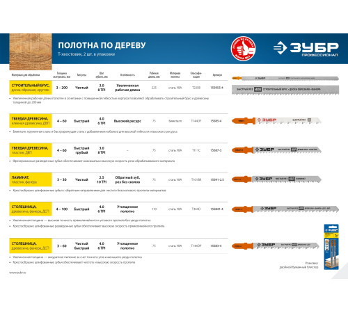 ЗУБР T144DF, Т- хвост., шаг зуба 4 мм (6TPI), раб. длина 75 мм, Би-металл сталь, 2 шт, полотна для лобзика (15585-4) купить  в Сочи ЗУБР T144DF, Т- хвост., шаг зуба 4 мм (6TPI), раб. длина 75 мм, Би-металл сталь, 2 шт, полотна для лобзика (15585-4) купить  в Сочи
