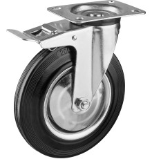 ЗУБР d 200 мм, г/п 185 кг, игольчатый подшипник, резина/металл, поворотное колесо c тормозом, Профессионал (30936-200-B)