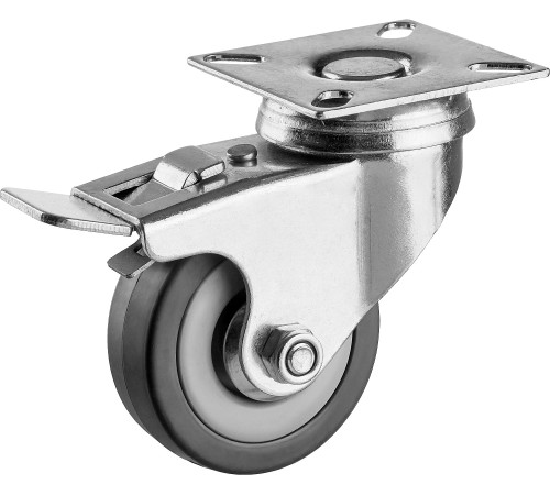 ЗУБР d 50 мм, г/п 35 кг, резина/полипропилен, поворотное колесо c тормозом (30956-50-B) купить  в Сочи