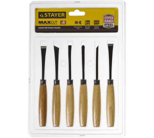 STAYER MaxCut 6 предм, набор фигурных стамесок-резцов по дереву (1832-H6) купить в Сочи STAYER MaxCut 6 предм, набор фигурных стамесок-резцов по дереву (1832-H6) купить в Сочи