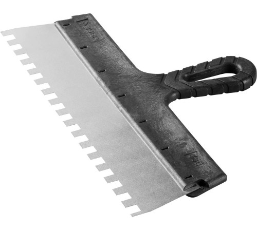 ЗУБР 350 мм, зуб 10 х 10 мм, пластиковая ручка, нержавеющий фасадный шпатель (10078-35-10) купить  в Сочи