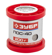 ЗУБР ПОС 40, 1 мм, 200 г, проволока, припой (55451-100-20)
