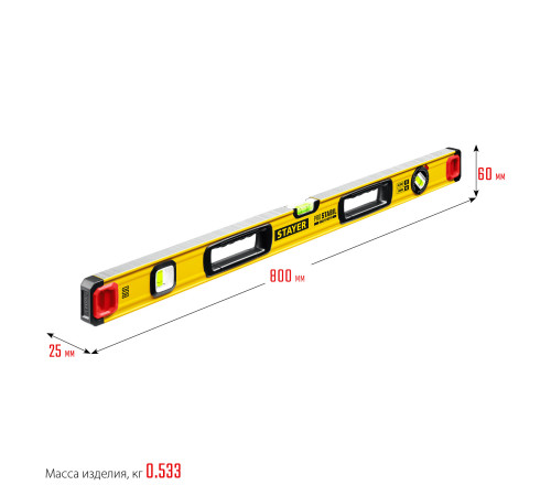 STAYER PRO STABIL, 800 мм, усиленный профиль, уровень с поворотным глазком, Professional (3471-080) купить  в Сочи