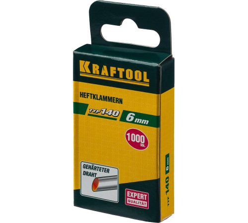 KRAFTOOL тип 140 (G/11/57) 6 мм, 1000 шт, калибр 20GA, скобы для степлера (31680-06) купить  в Сочи