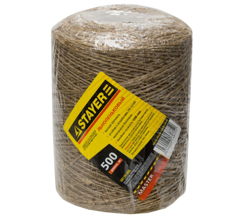STAYER 500 м, d 1.4 мм, 1250 текс, 13.5 кгс, льнопеньковый шпагат (50110-500) купить  в Сочи