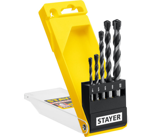 STAYER Hercules, 5 шт: d 4-5-6-8-10 мм, набор сверл по бетону, Professional (2915-H5) купить в Сочи STAYER Hercules, 5 шт: d 4-5-6-8-10 мм, набор сверл по бетону, Professional (2915-H5) купить в Сочи
