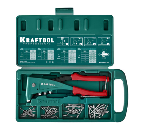 KRAFTOOL X-5F, 2.4 - 4.8 мм, удержание заклепки, литой заклепочник в кейсе (31173-H6) купить в Сочи KRAFTOOL X-5F, 2.4 - 4.8 мм, удержание заклепки, литой заклепочник в кейсе (31173-H6) купить в Сочи