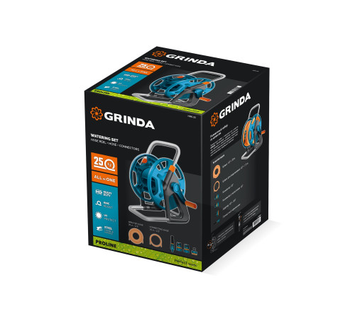 GRINDA HRK-25, шланг 25м x 1/2″, поливочный набор 4 предмета, стальные опоры, катушка со шлангом в комплекте ProLine (428460) купить  в Сочи GRINDA HRK-25, шланг 25м x 1/2″, поливочный набор 4 предмета, стальные опоры, катушка со шлангом в комплекте ProLine (428460) купить  в Сочи