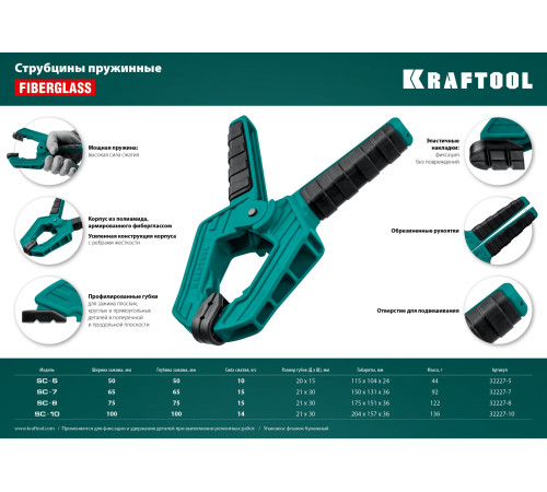 KRAFTOOL SC-8, 75 х 75 мм, пружинная струбцина (32227-8) купить в Сочи KRAFTOOL SC-8, 75 х 75 мм, пружинная струбцина (32227-8) купить в Сочи