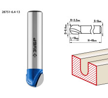 ЗУБР 6.4 x 13 мм, радиус 3.2 мм, фреза пазовая галтельная, Профессионал (28751-6.4-13)