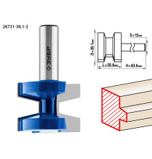 ЗУБР 38.1 x 28.6 мм, хвостовик 12 мм, фреза пазо-шиповая наборная, Профессионал (28731-38.1-2)