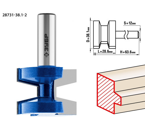ЗУБР 38.1 x 28.6 мм, хвостовик 12 мм, фреза пазо-шиповая наборная, Профессионал (28731-38.1-2) купить  в Сочи
