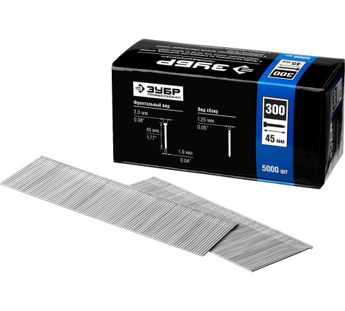 ЗУБР тип 18GA (47/300/F) 45 мм, 5000 шт, гвозди для нейлера, Профессионал (31830-45) купить  в Сочи