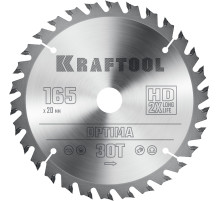 KRAFTOOL Optima, 165 х 20 мм, 30Т, пильный диск по дереву (36951-165-20)