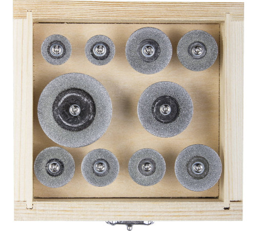 ЗУБР 10 шт: 16 - 40 мм, хвостовик d 3 мм, P 200, набор алмазных отрезных мини-кругов (33385-H10) купить  в Сочи