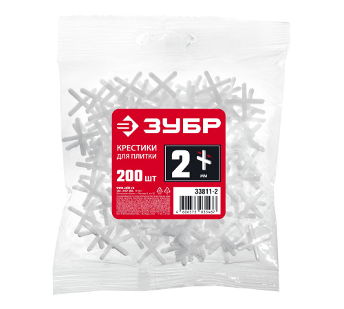 ЗУБР 2 мм, 200 шт, крестики для плитки (33811-2) купить  в Сочи
