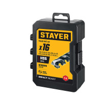 STAYER НЕХ-1/4″, 16 шт, набор сверл по металлу для винтовёртов и шуруповертов IMPACT READY (29603-H16)
