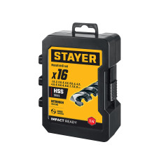 STAYER НЕХ-1/4″, 16 шт, набор сверл по металлу для винтовёртов и шуруповертов IMPACT READY (29603-H16)