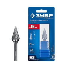 ЗУБР 16х25 мм, тип M (конус с острым углом 30°), хв-к 6 мм, твердосплавная борфреза, ПРОФЕССИОНАЛ (28811-16-25)