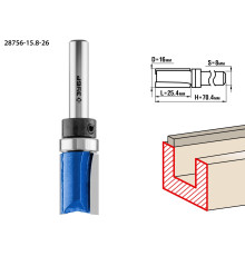 ЗУБР 15.8 x 25.4 мм, хвостовик 8 мм, фреза пазовая прямая с верхним подшипником, Профессионал (28756-15.8-26)