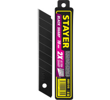 STAYER BLACK SHARP, 18 мм, 10 шт, сегментированные черные особоострые лезвия (0920-S10)