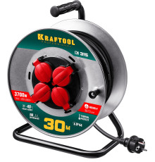 KRAFTOOL K-315, КГ, 3 x 1.5 мм2, 30 м, 3700 Вт, IP44, силовой удлинитель на стальной катушке (55085-30)