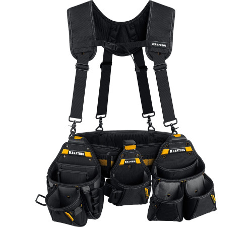 KRAFTOOL KBS-5 пояс монтажника, в комплекте: пояс монтажника, подтяжки и 3 сумки (38760-5) купить  в Сочи