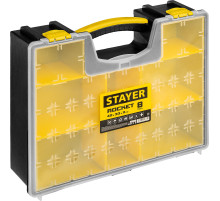 STAYER ROCKET-8, 420 х 330 х 110 мм, (16.5″), пластиковый органайзер с 8 съемными лотками (38033-16)