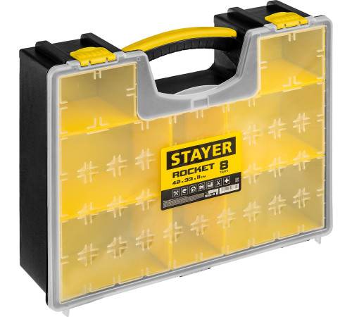 STAYER ROCKET-8, 420 х 330 х 110 мм, (16.5″), пластиковый органайзер с 8 съемными лотками (38033-16) купить  в Сочи